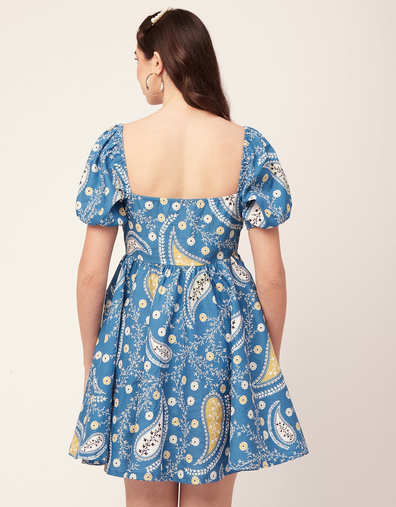 Printed Flared Mini Dress, Square