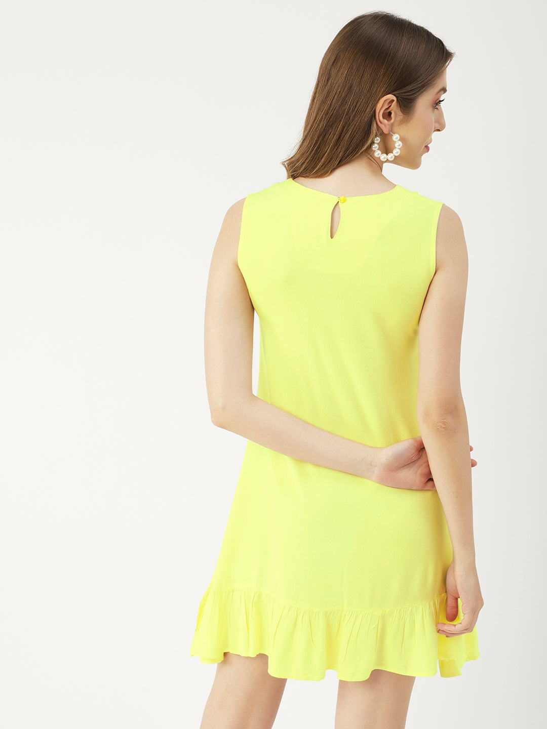 Printed Sleeveless Mini Dress, Frilled