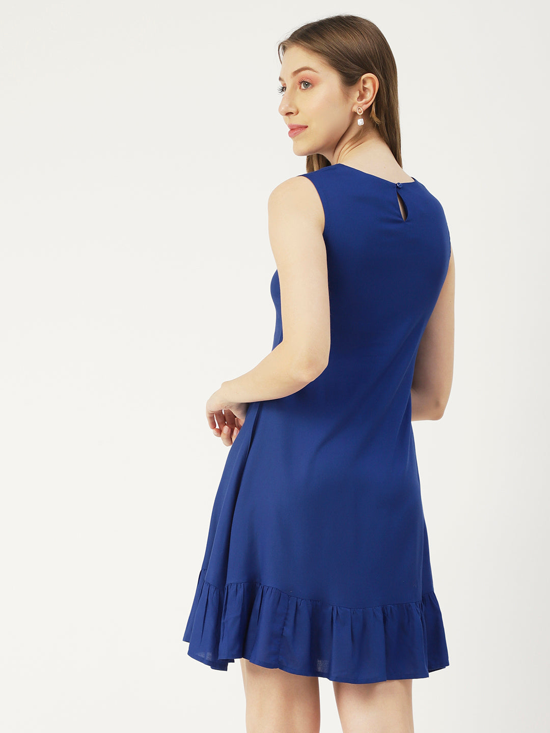 Printed Sleeveless Mini Dress, Frilled