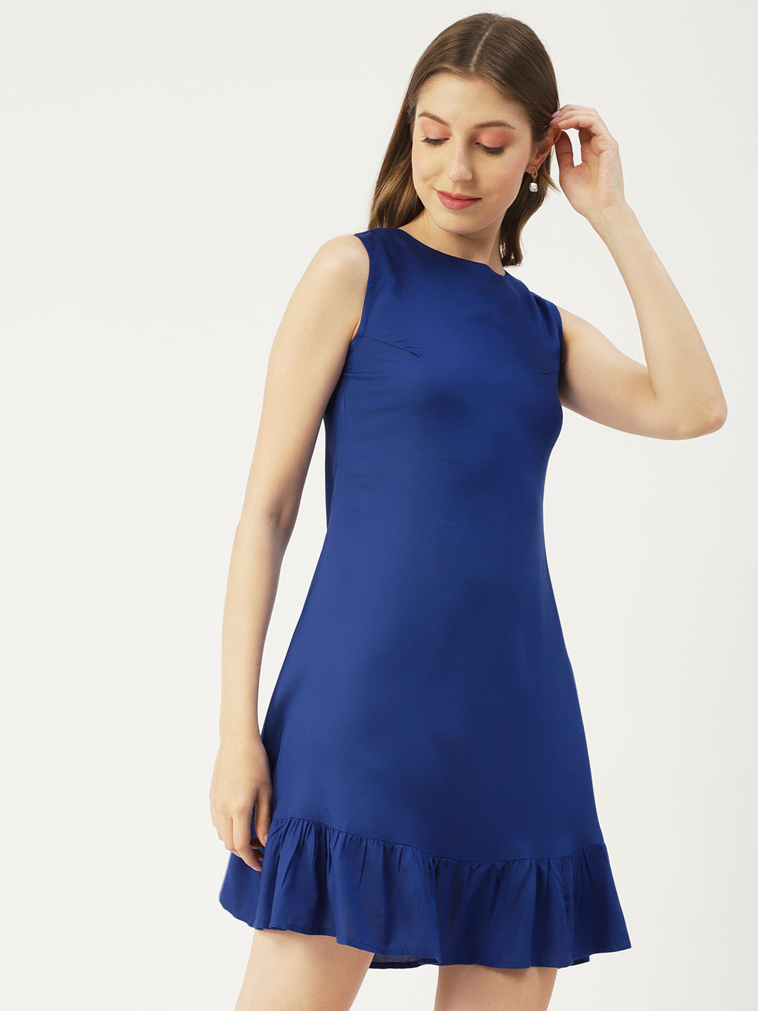 Printed Sleeveless Mini Dress, Frilled