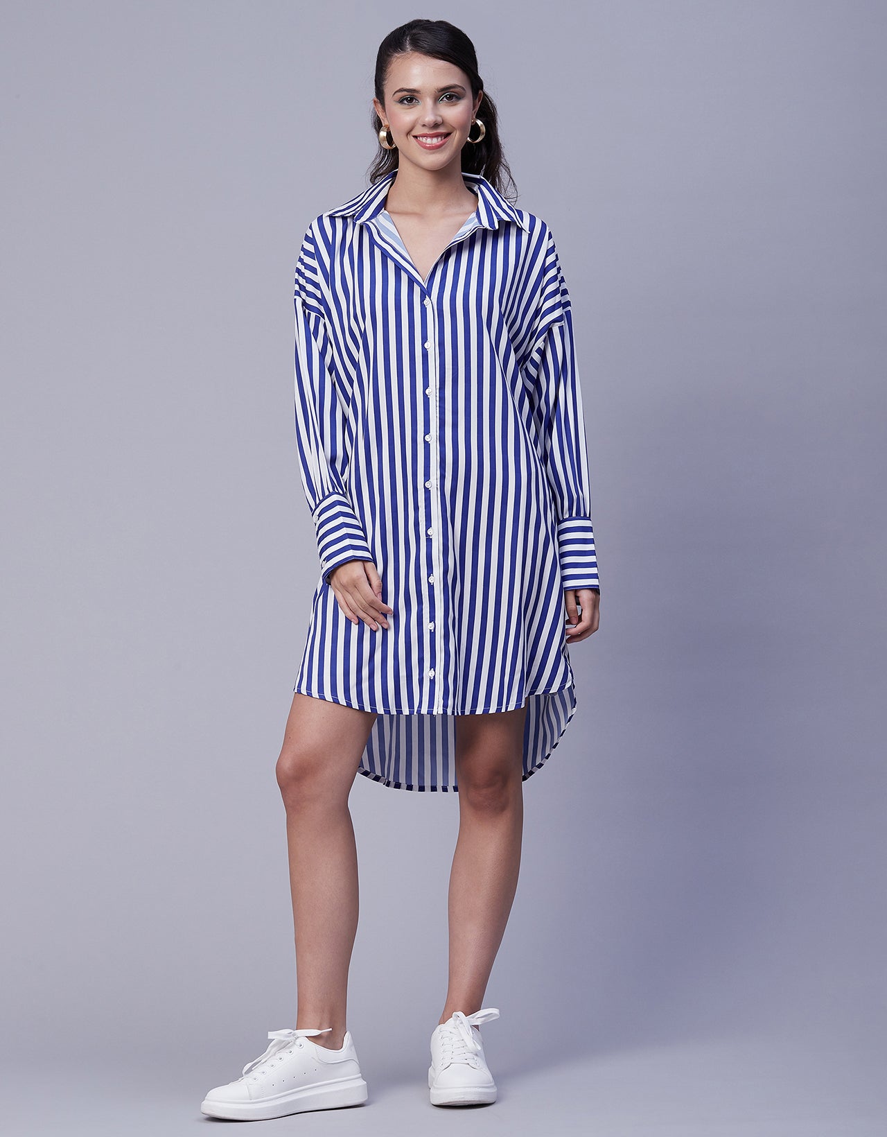 Printed Shirt Dress, Long Sleeves