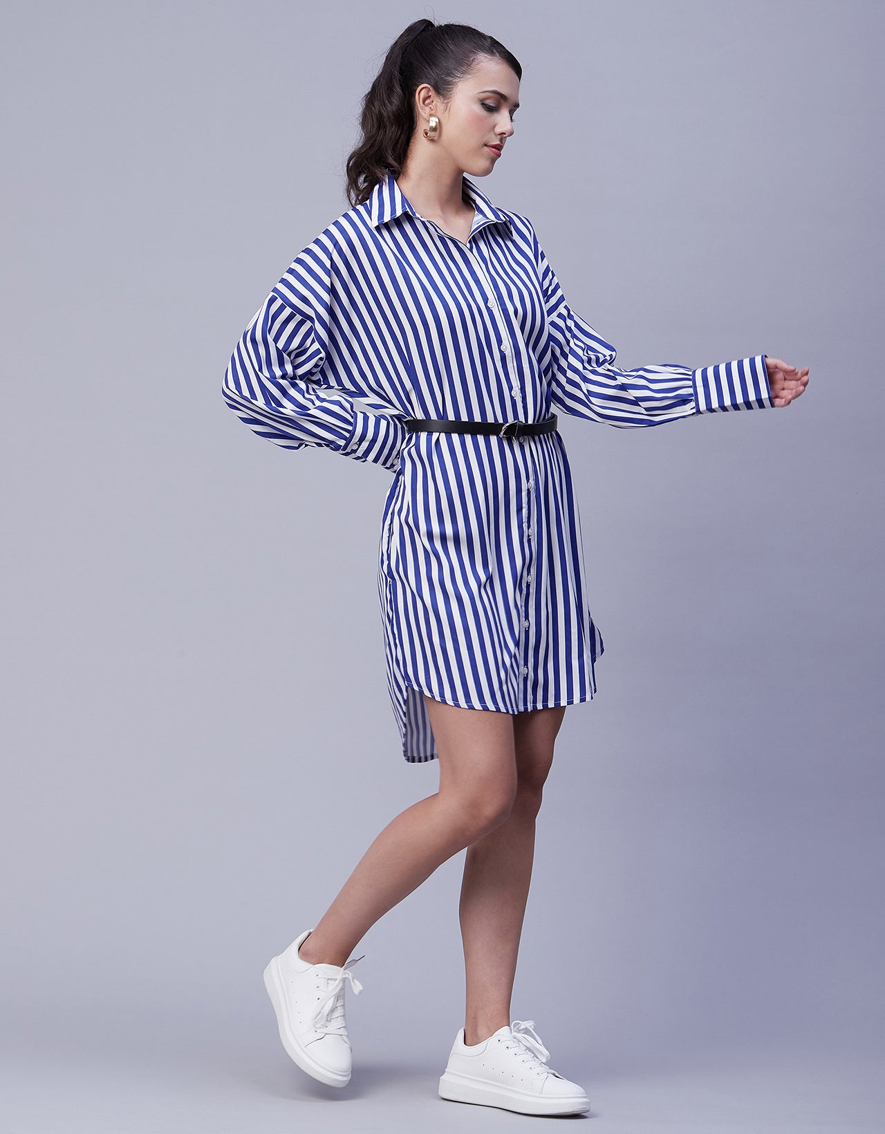 Printed Shirt Dress, Long Sleeves