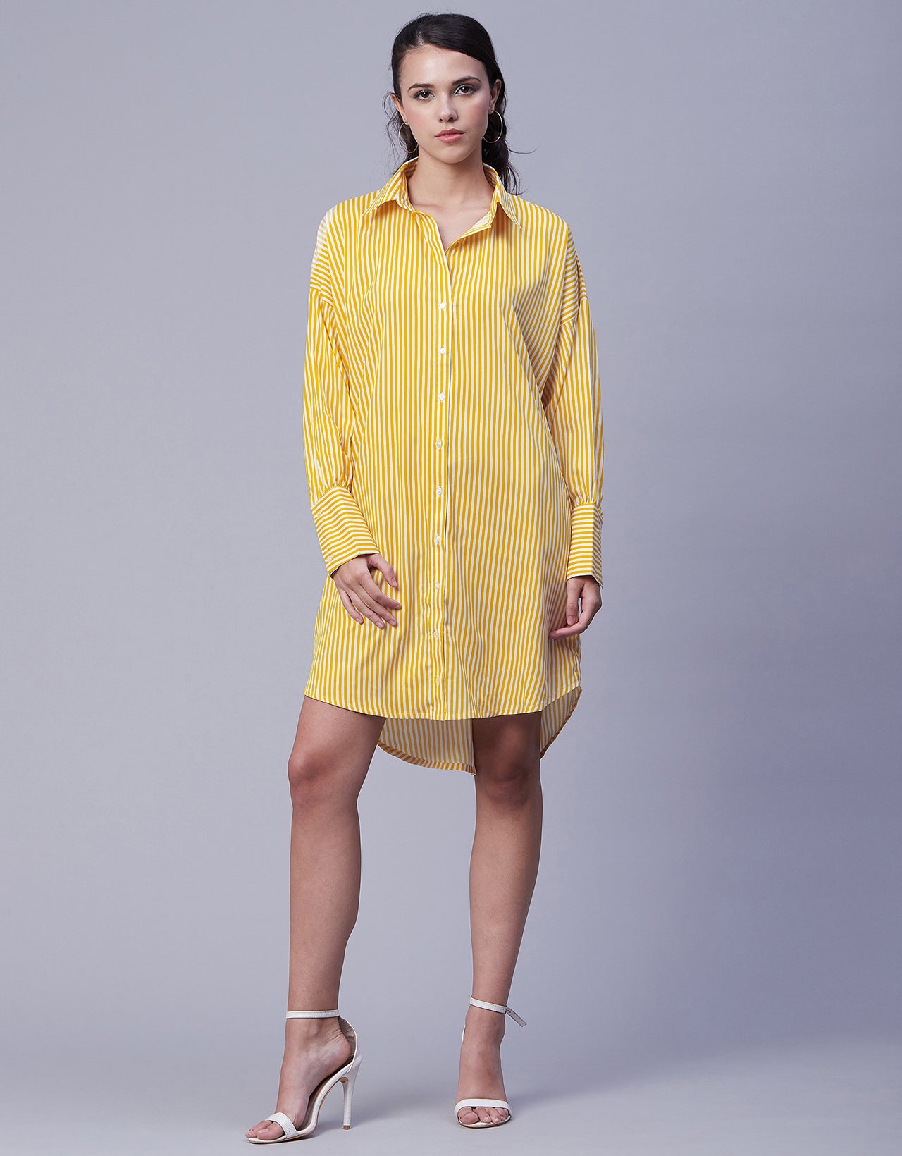 Printed Shirt Dress, Long Sleeves
