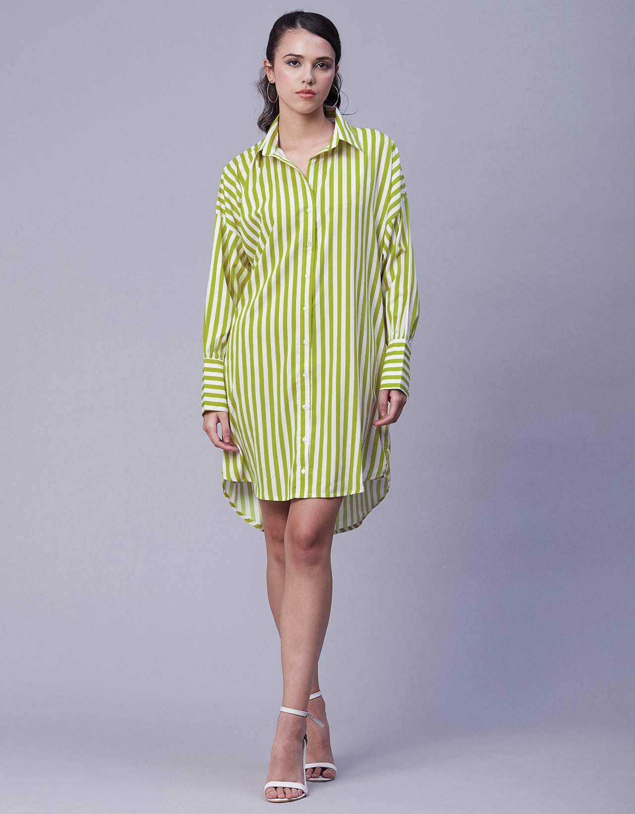 Printed Shirt Dress, Long Sleeves