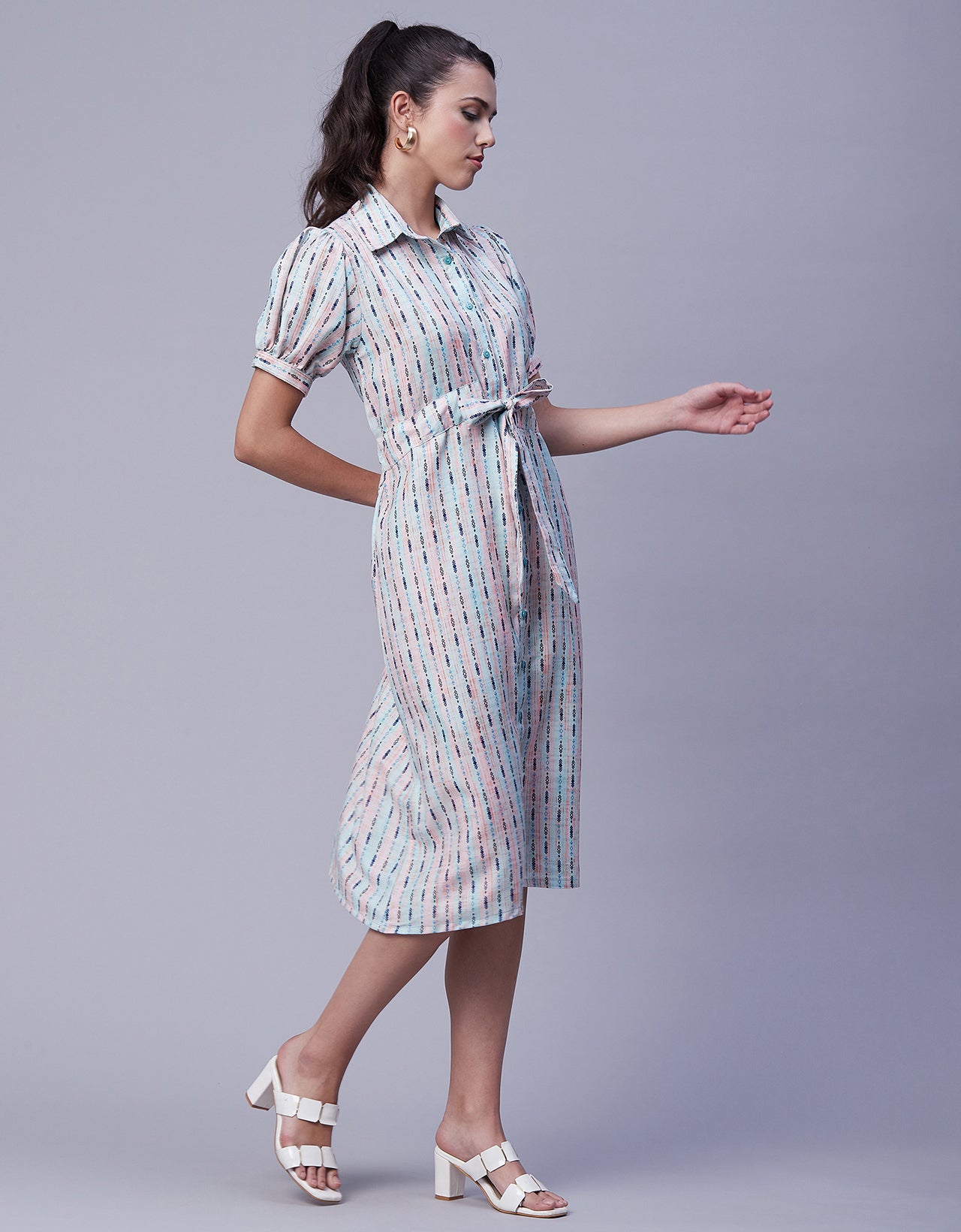 Button Down Midi Shirt Dress