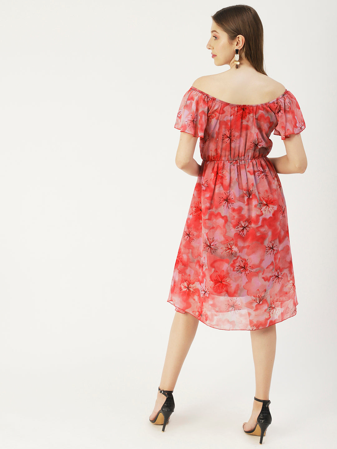 Off-Shoulder Midi Dress, Cinched