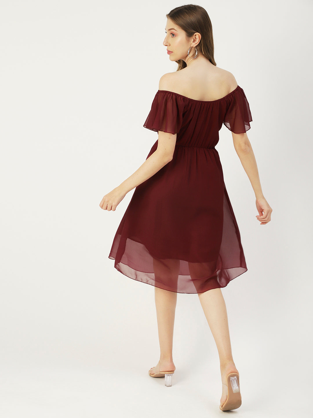 Off-Shoulder Midi Dress, Cinched