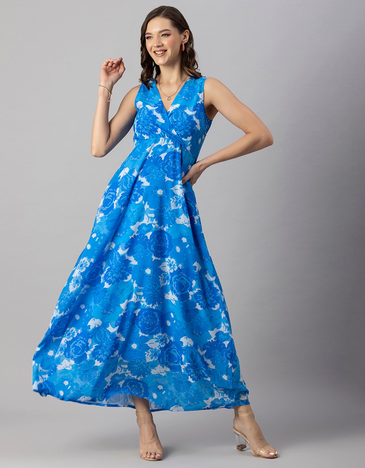 Printed Sleeveless Maxi Dress