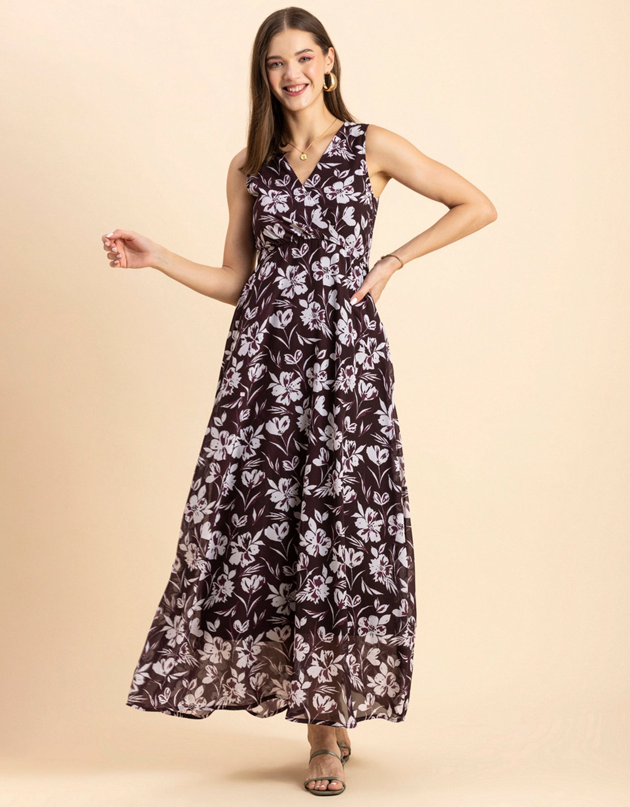 Printed Sleeveless Maxi Dress