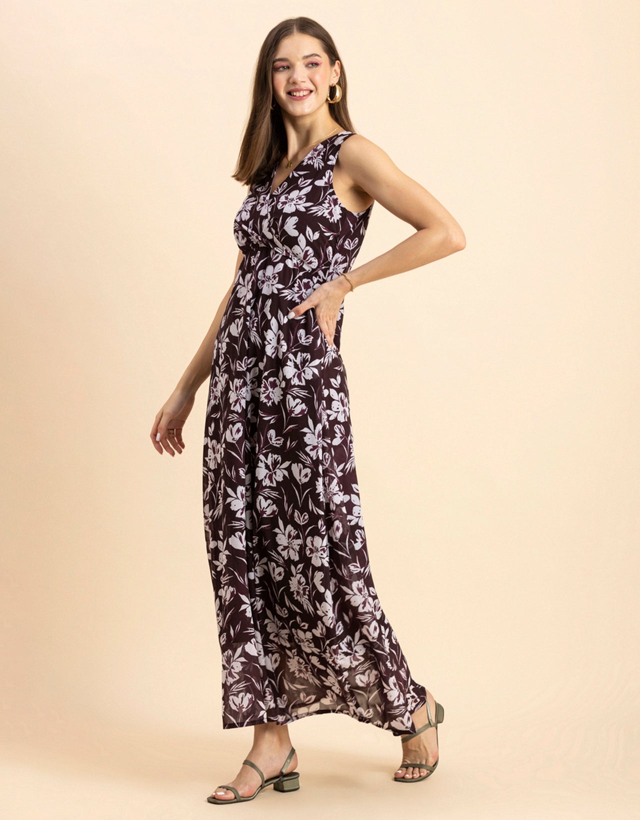 Printed Sleeveless Maxi Dress