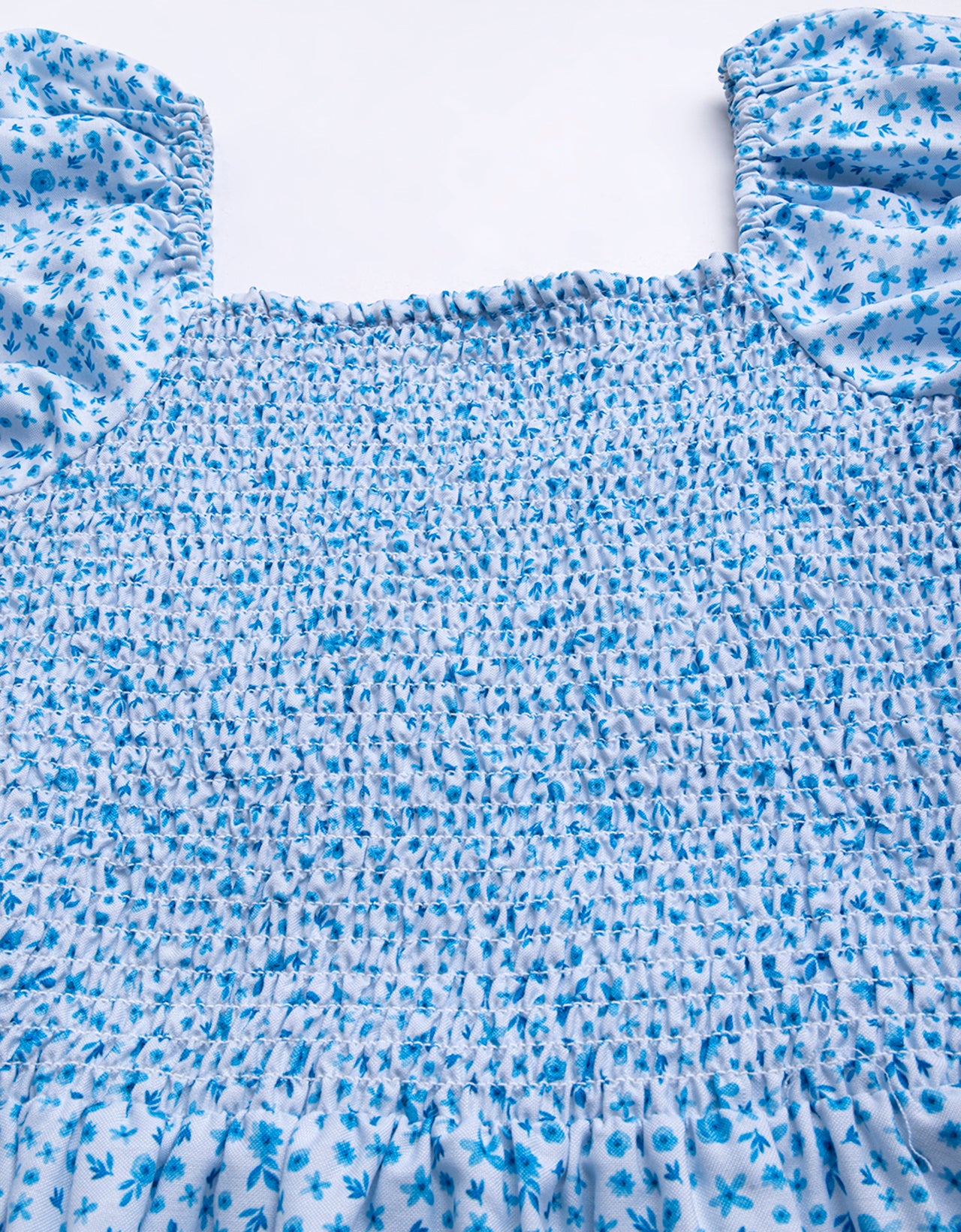 Printed Square Neck Puffed Dress