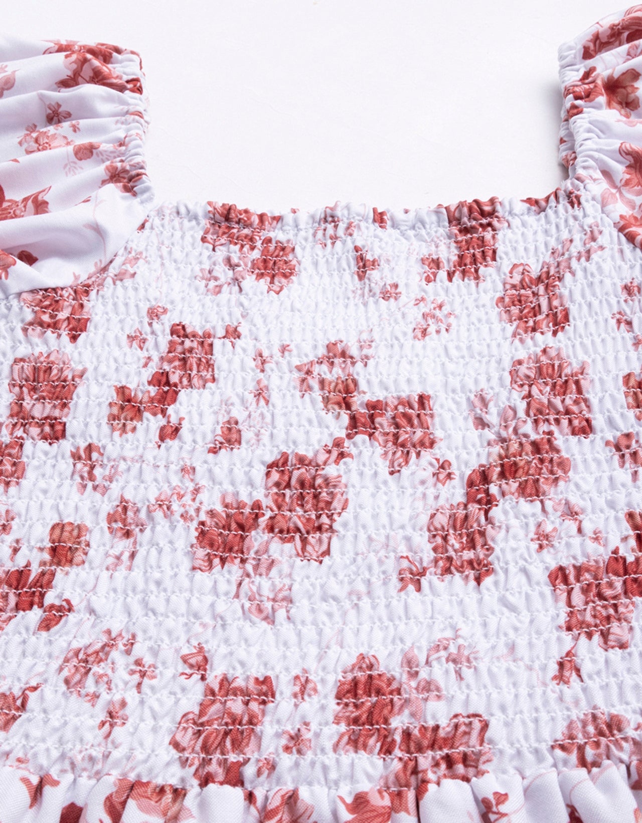 Printed Square Neck Puffed Dress