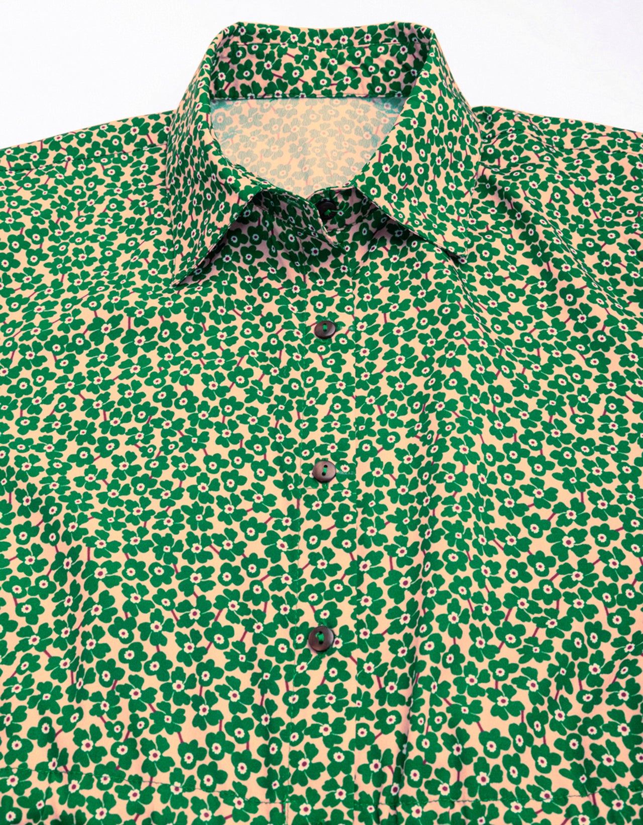 Printed Elbow Sleeves Collared Dress