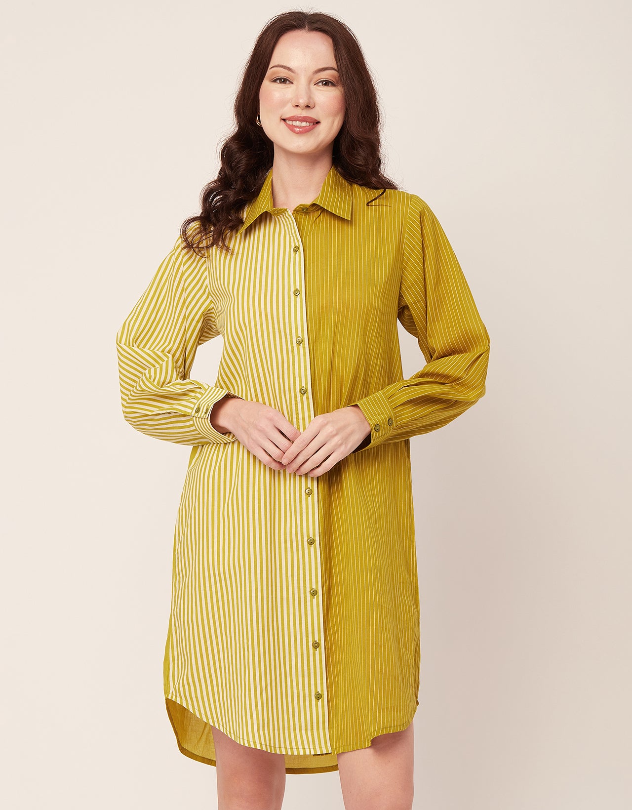 Printed Button Down Midi Shirt