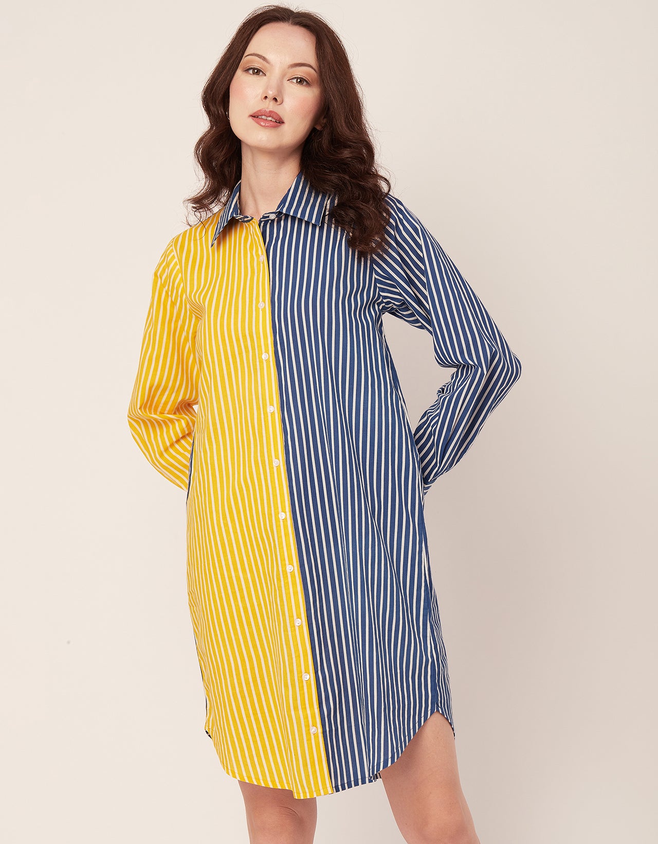 Printed Button Down Midi Shirt