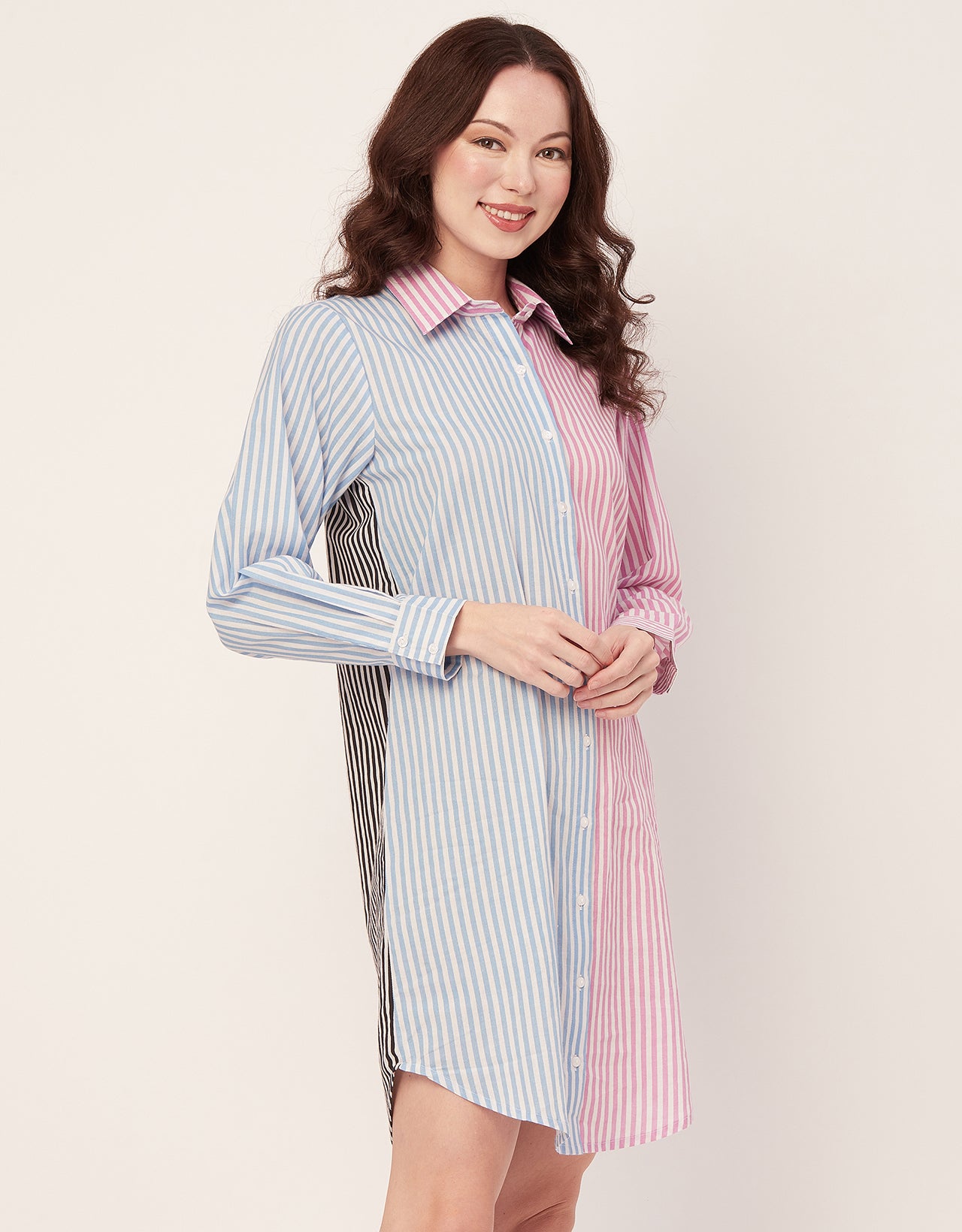 Printed Button Down Midi Shirt