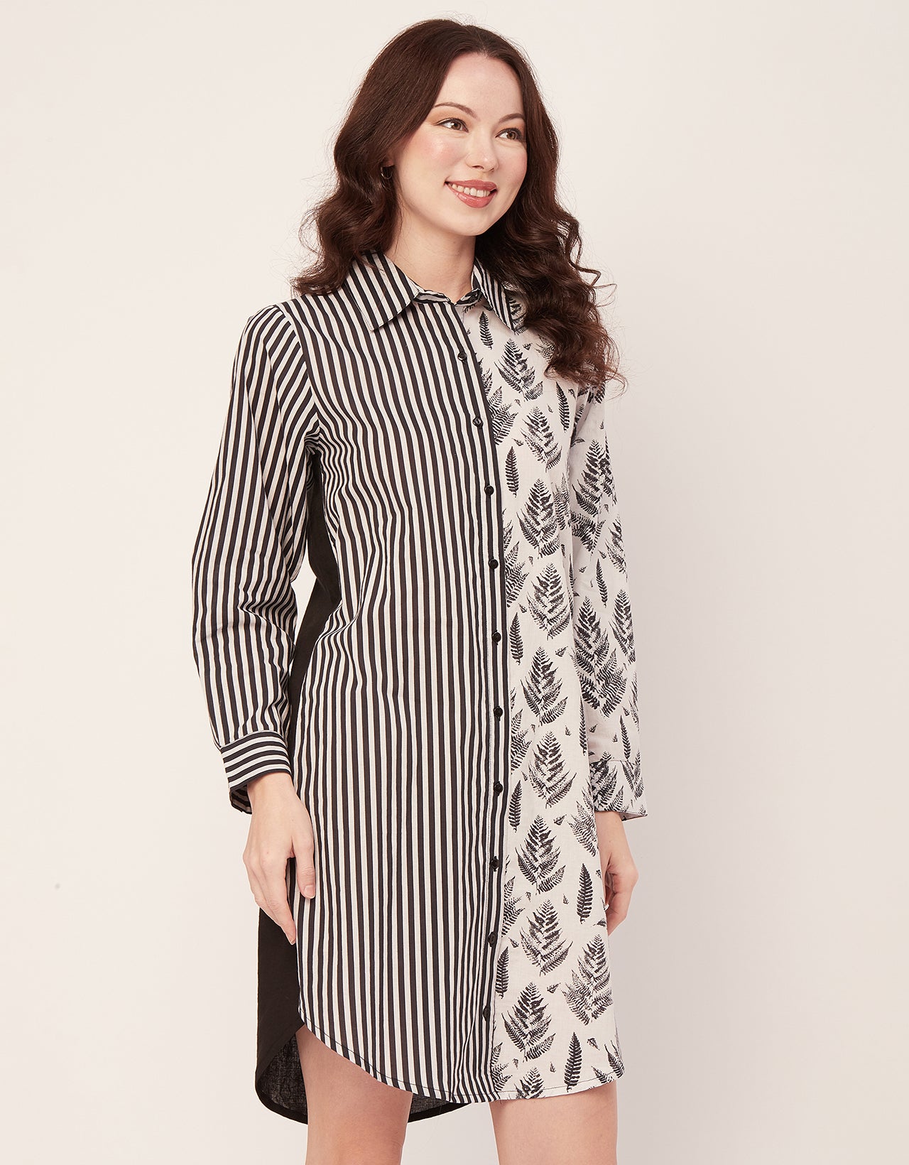 Printed Button Down Midi Shirt