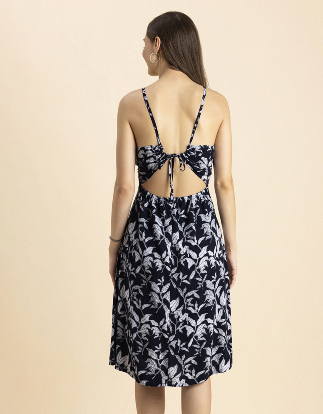 Printed Halter Neck Dress, Knee