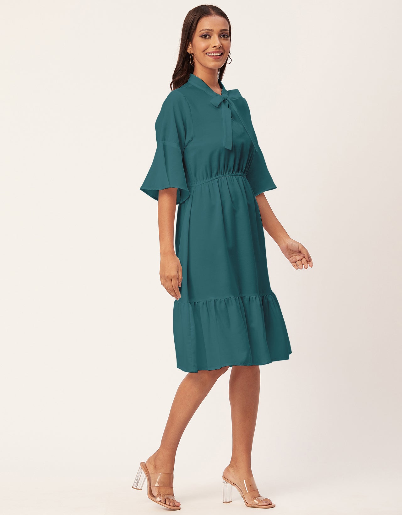 Bow-Knot Dress with Bell Sleeve