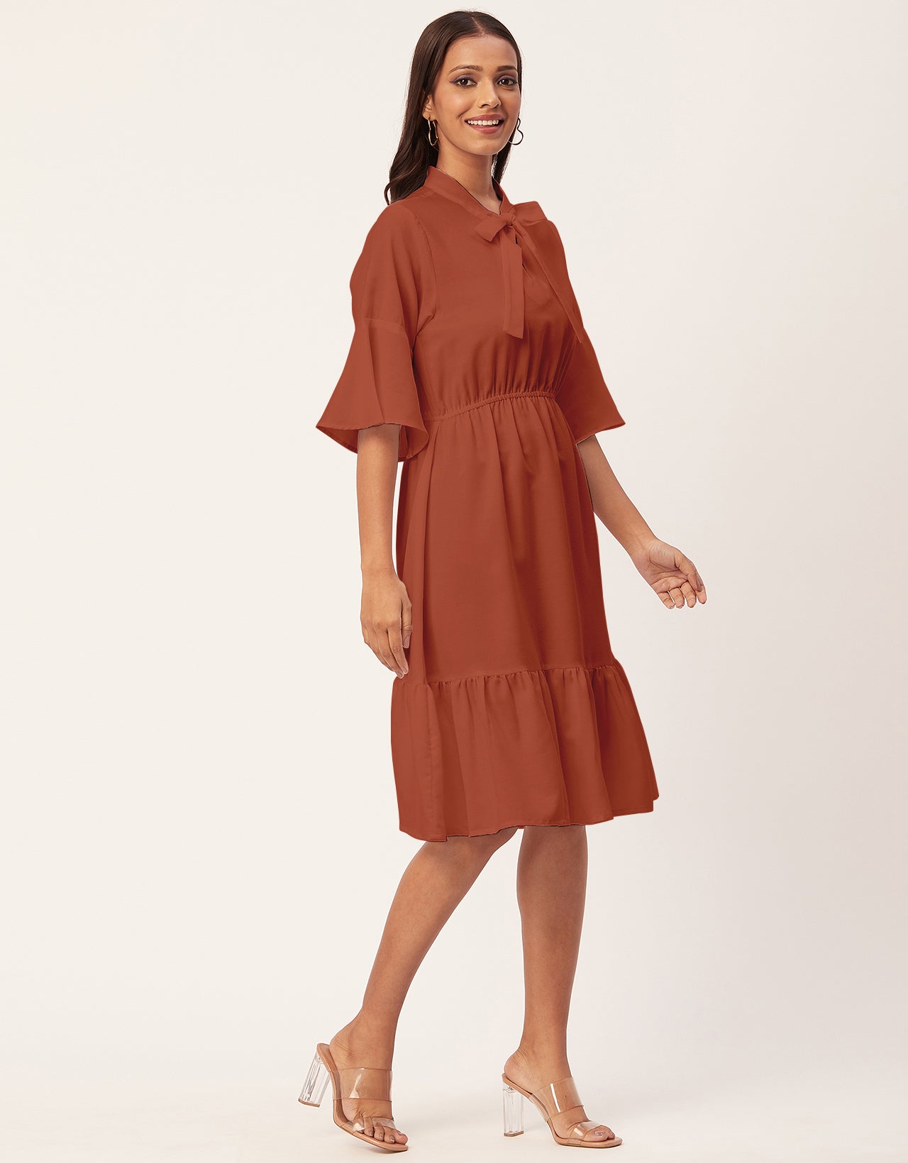 Bow-Knot Dress with Bell Sleeve