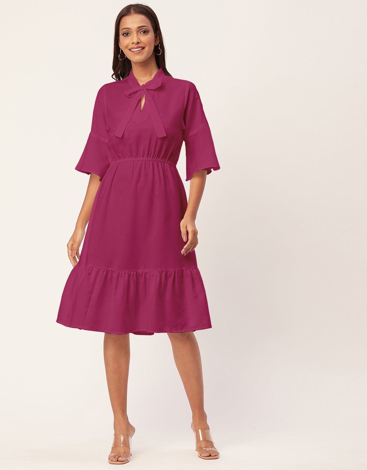 Bow-Knot Dress with Bell Sleeve
