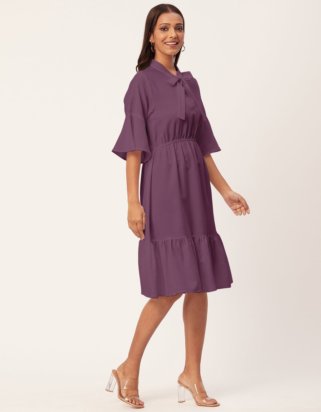 Bow-Knot Dress with Bell Sleeve