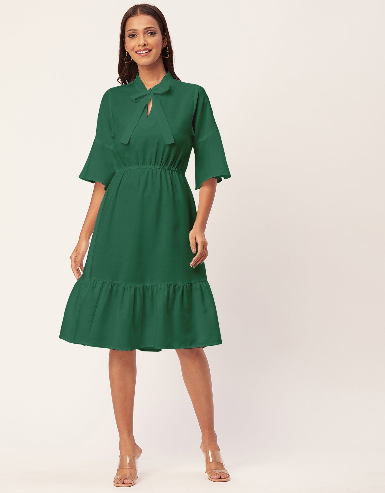Bow-Knot Dress, Ruffle Sleeve