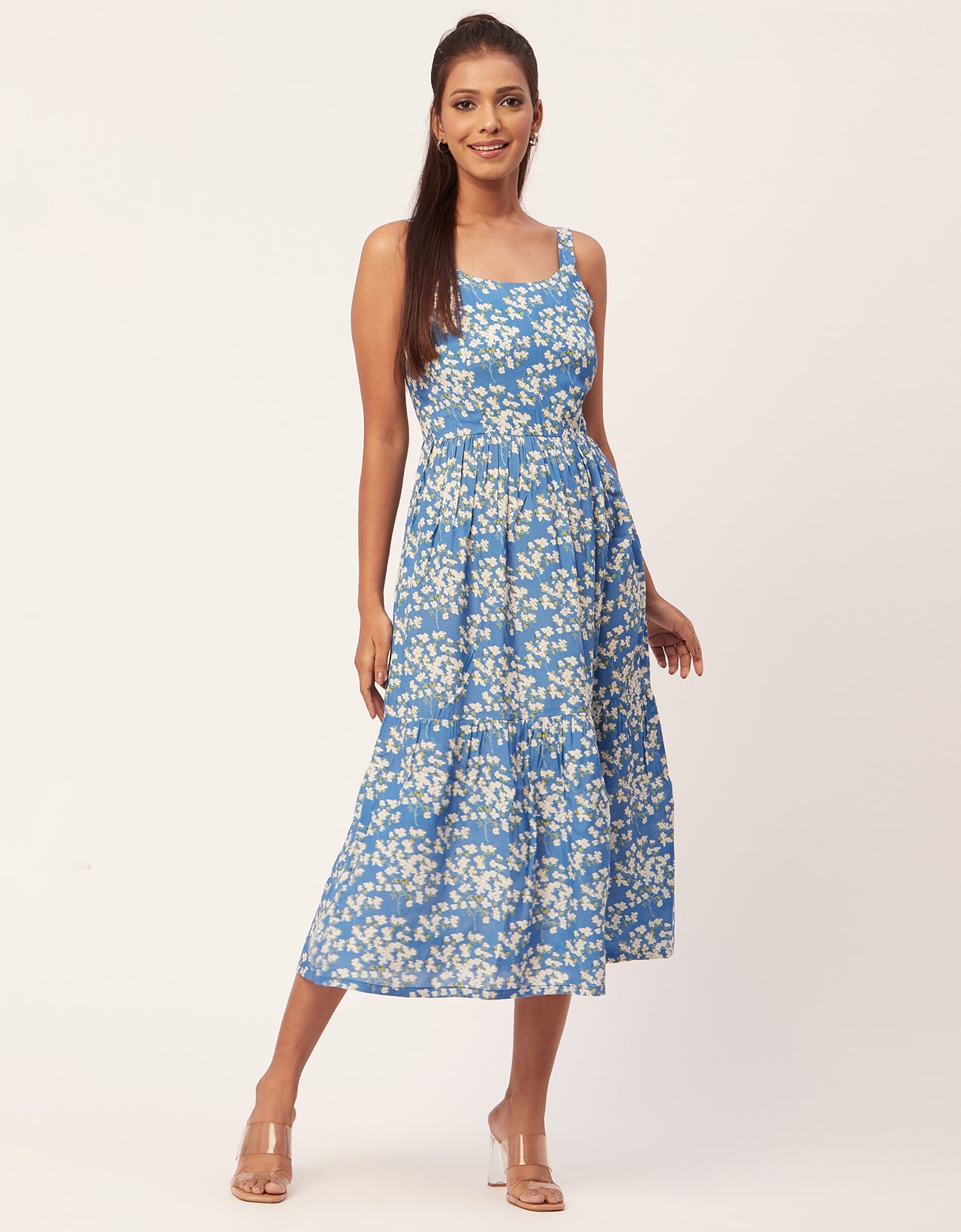 Sleeveless Chic Dress, Square Midi