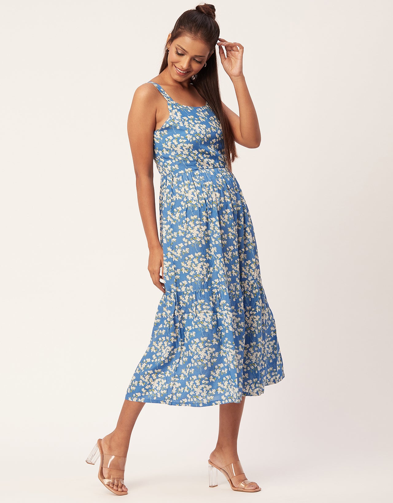 Sleeveless Chic Dress, Square Midi