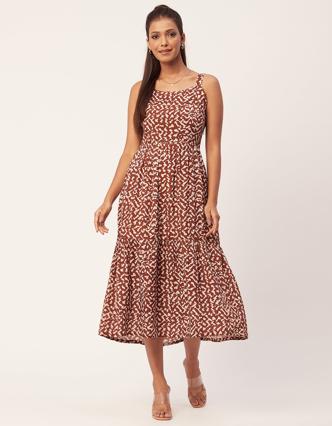 Sleeveless Chic Dress, Square Midi