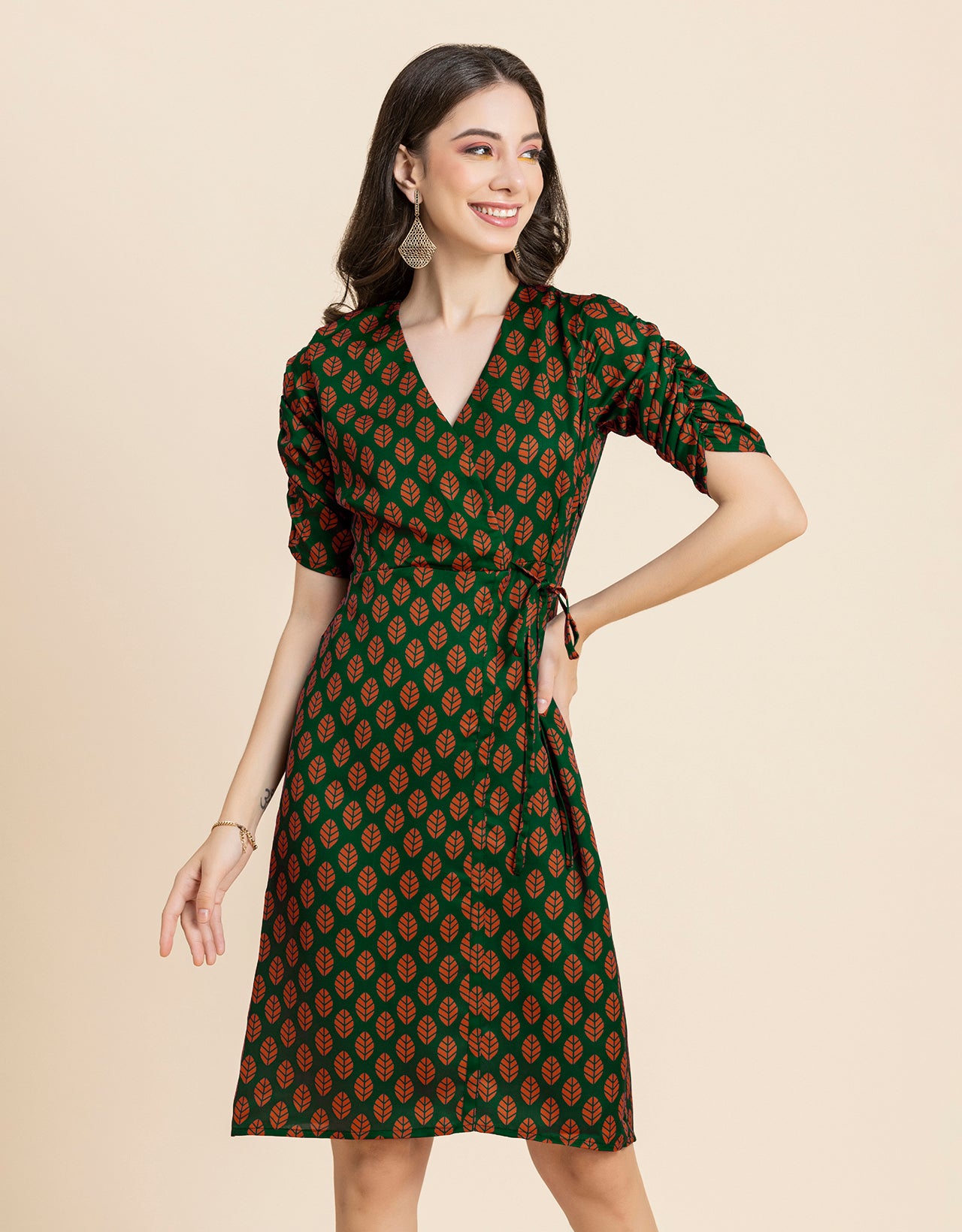 Printed Knee Length Dress