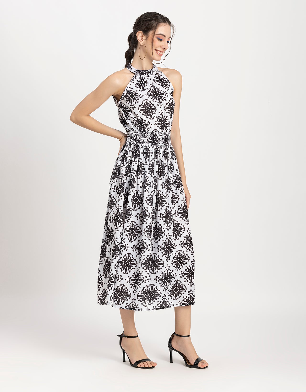 Printed Smocked Dress, Halter