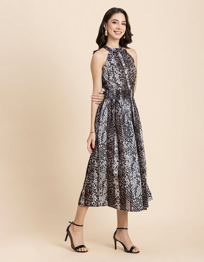 Printed Smocked Dress, Halter