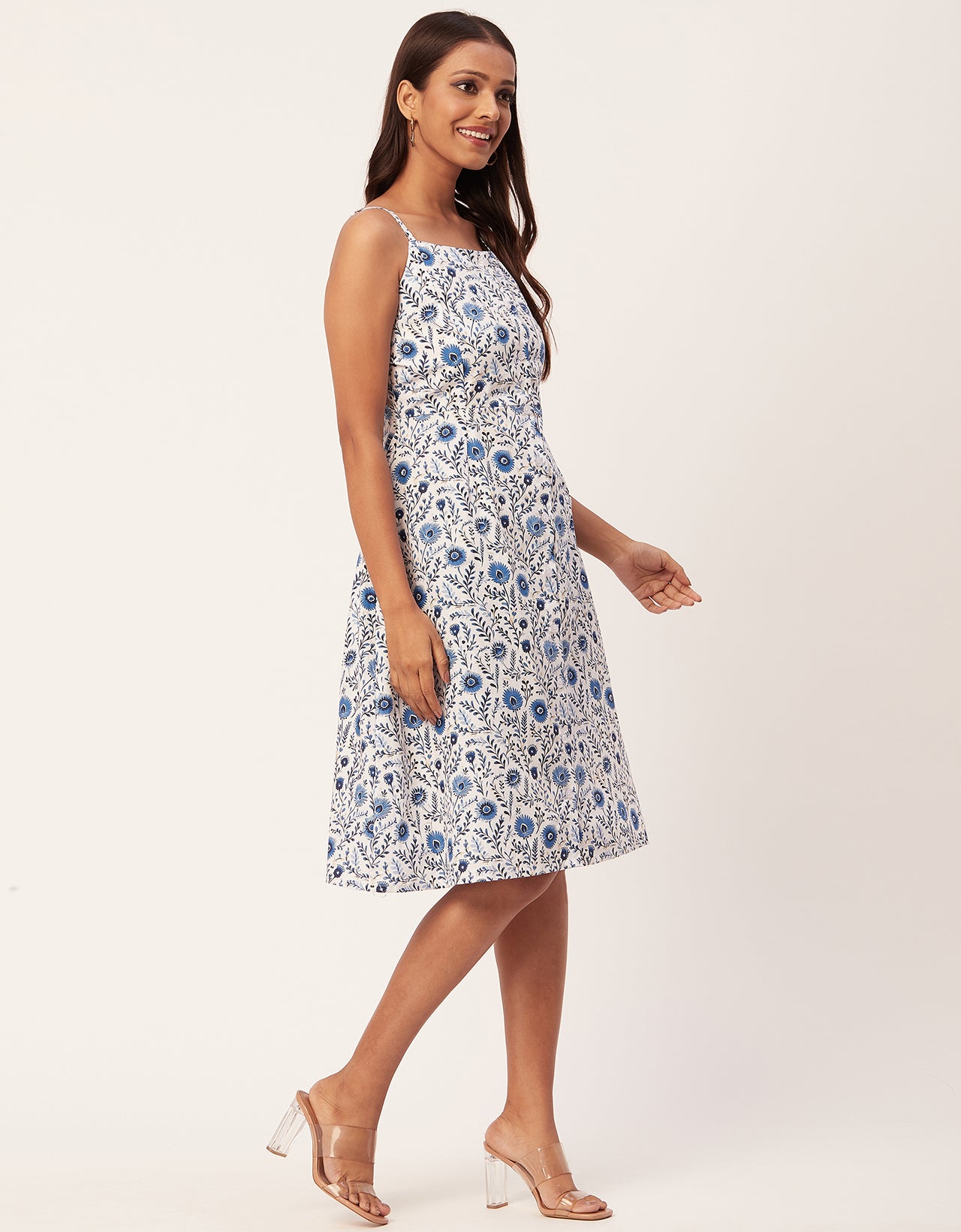 Printed Strap Shoulders Dress