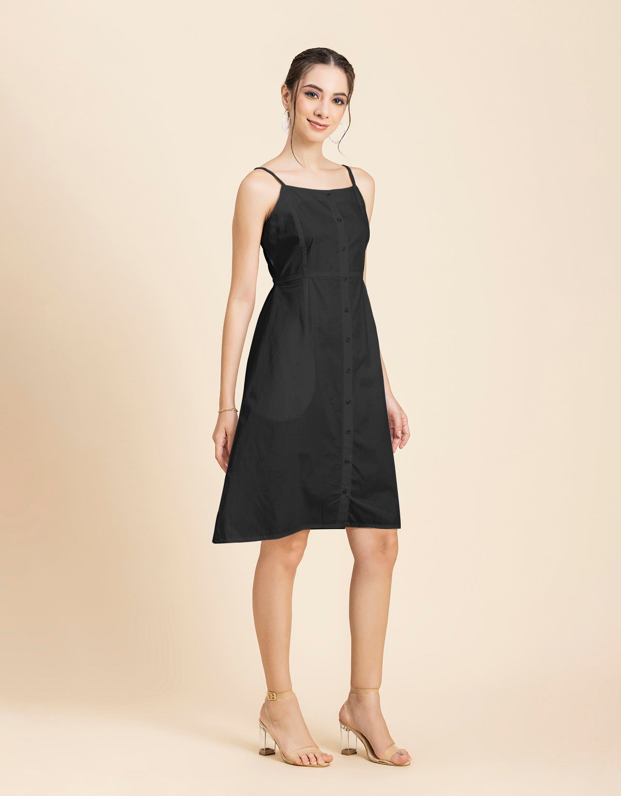 Printed Strap Shoulders Dress