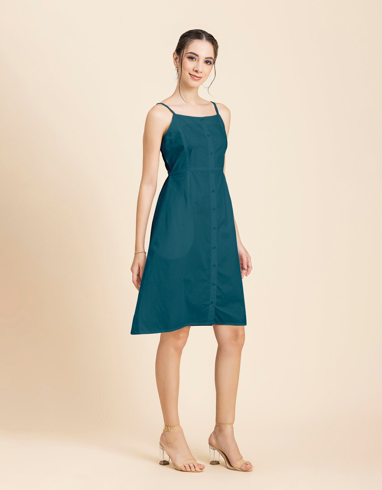 Printed Strap Shoulders Dress