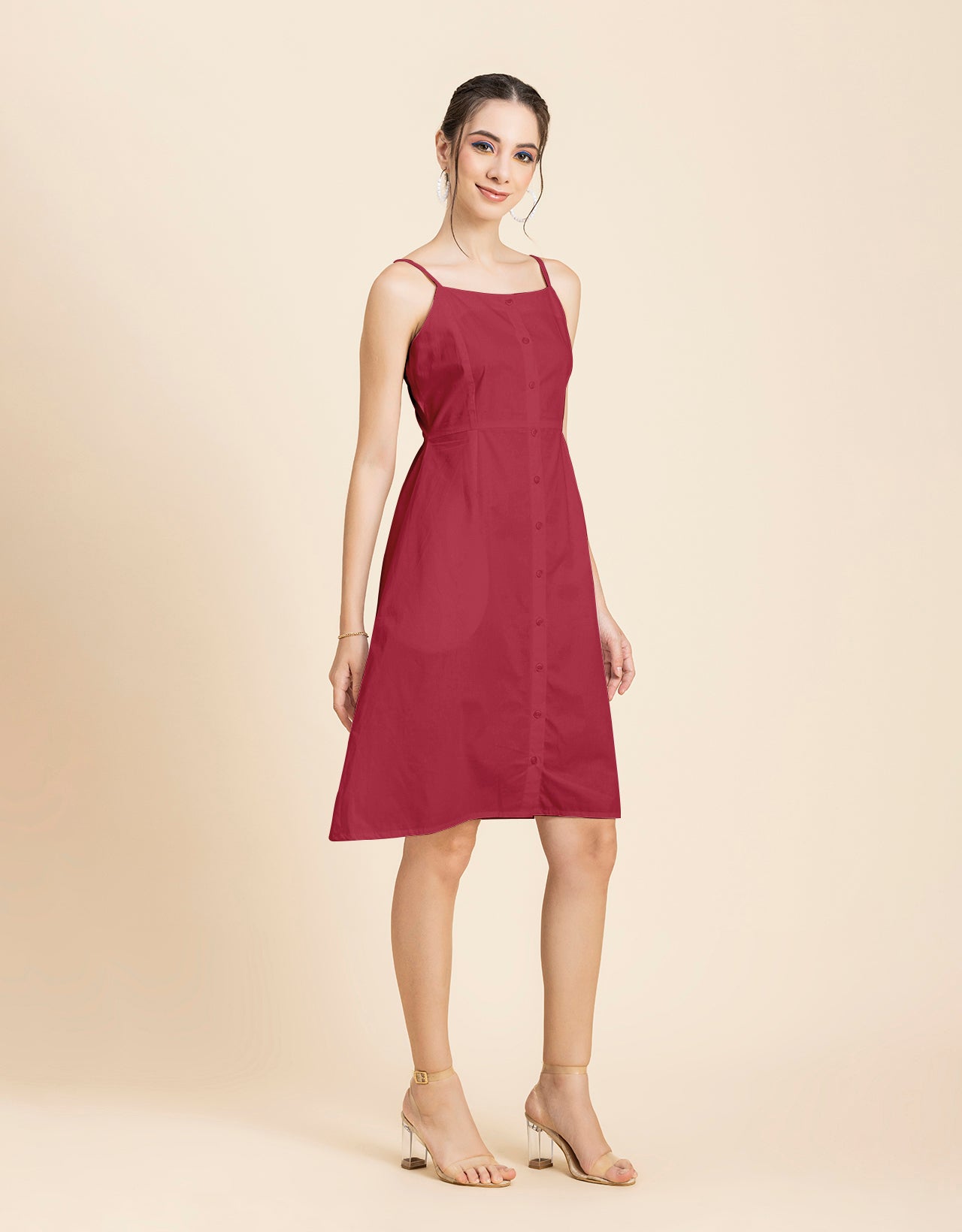 Printed Strap Shoulders Dress