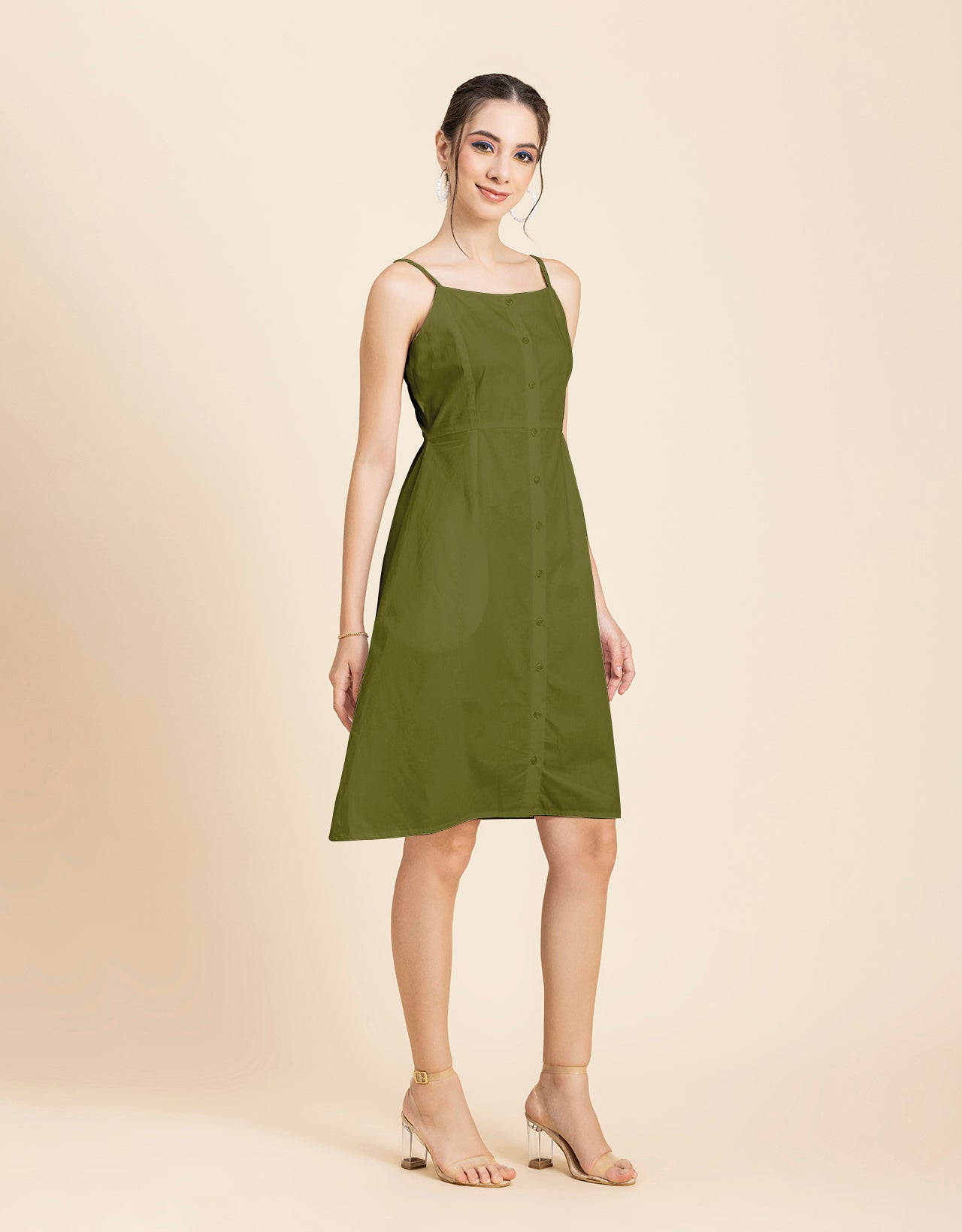 Printed Strap Shoulders Dress