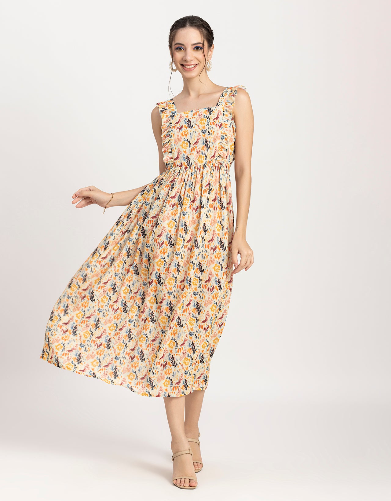 Printed A-Line Long Dress