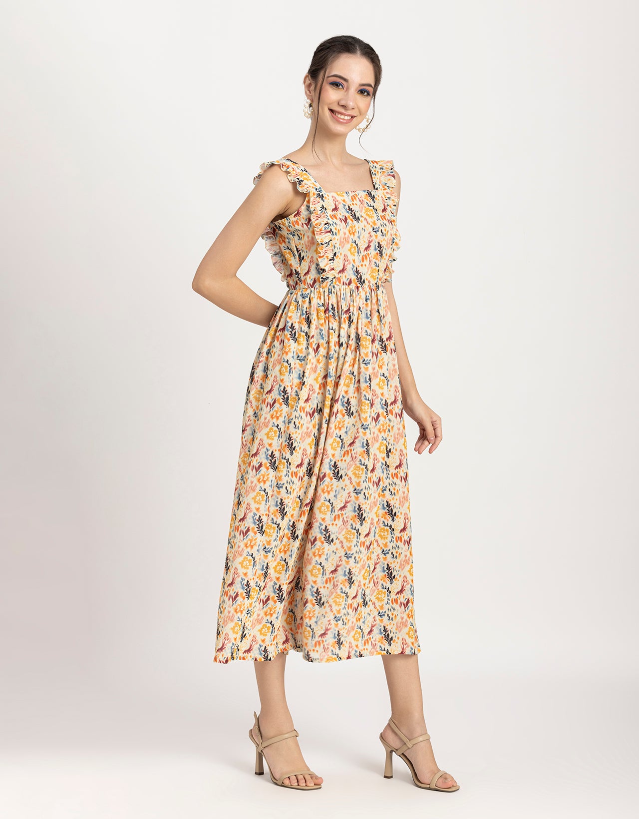 Printed A-Line Long Dress