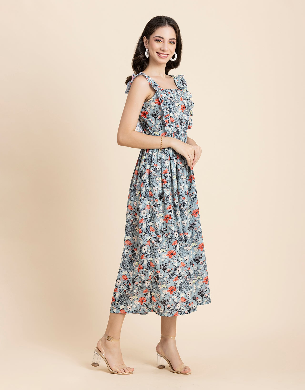 Printed A-Line Long Dress