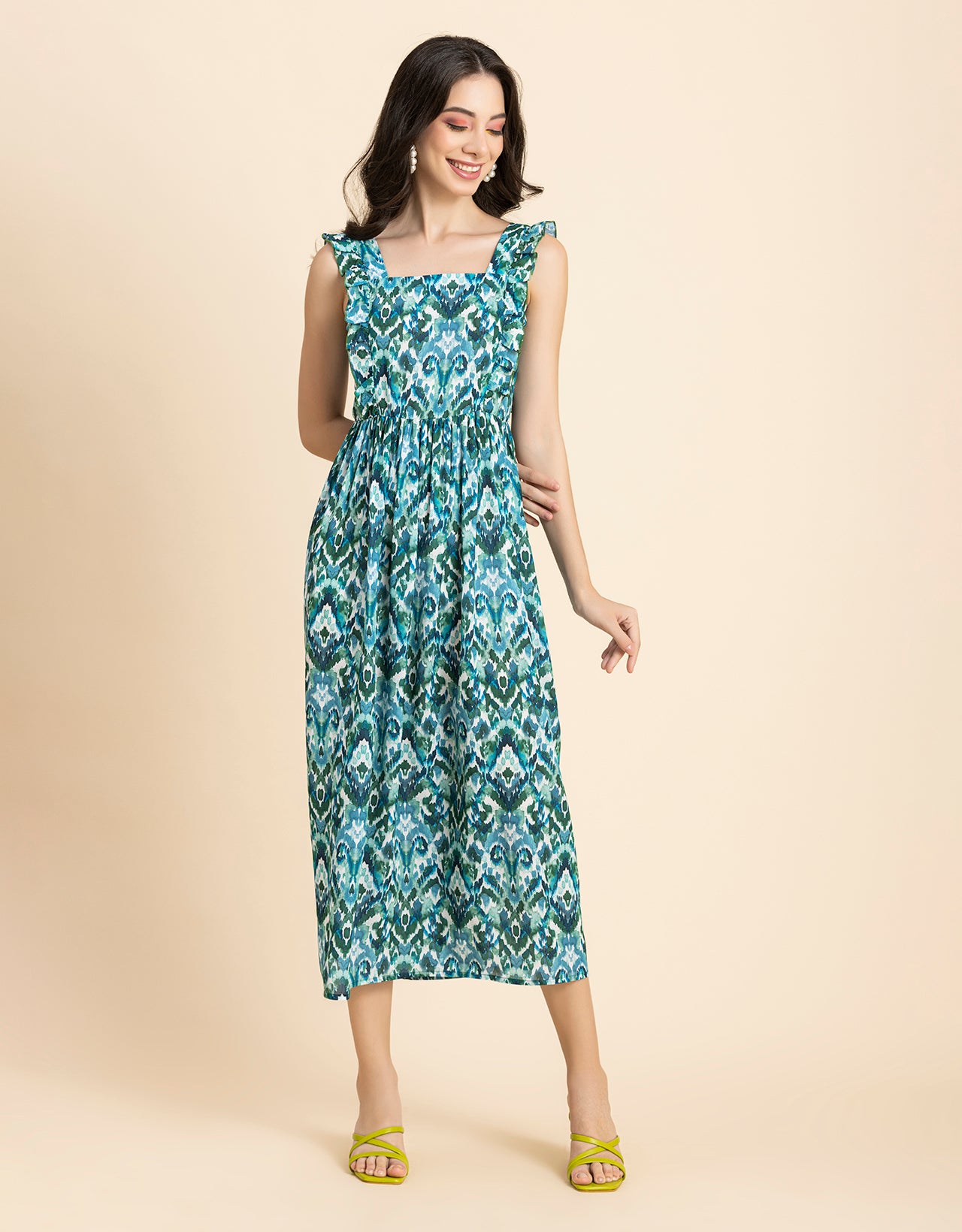 Printed A-Line Long Dress