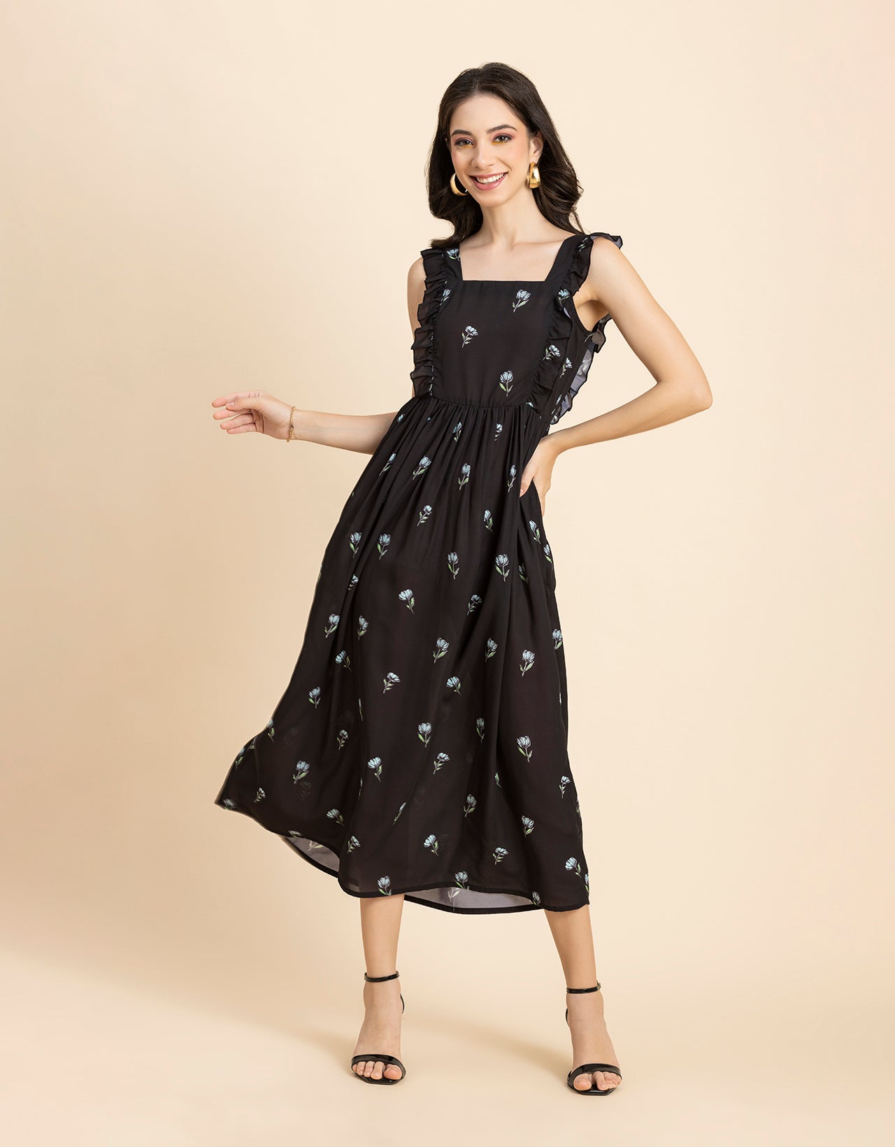 Printed A-Line Long Dress