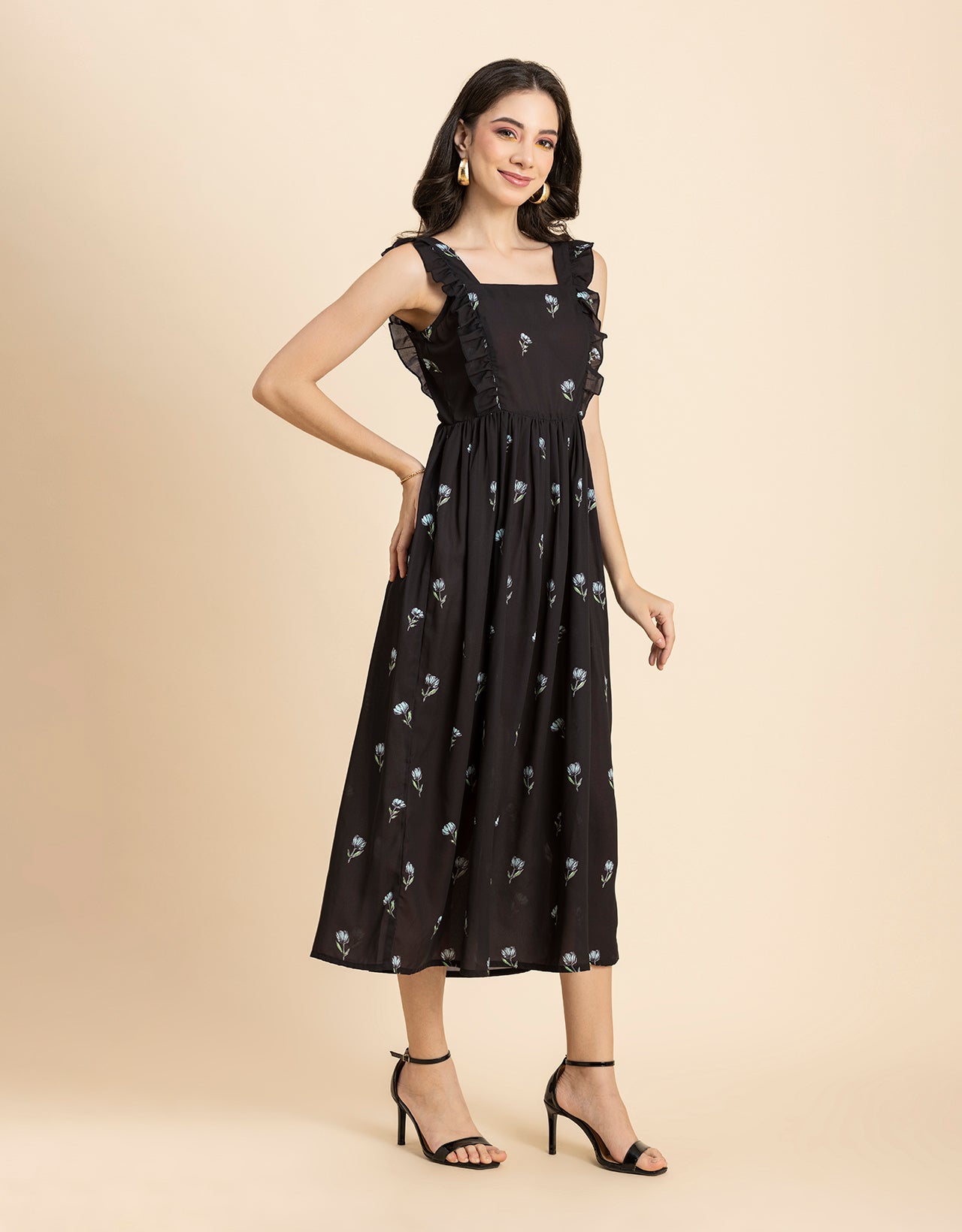 Printed A-Line Long Dress