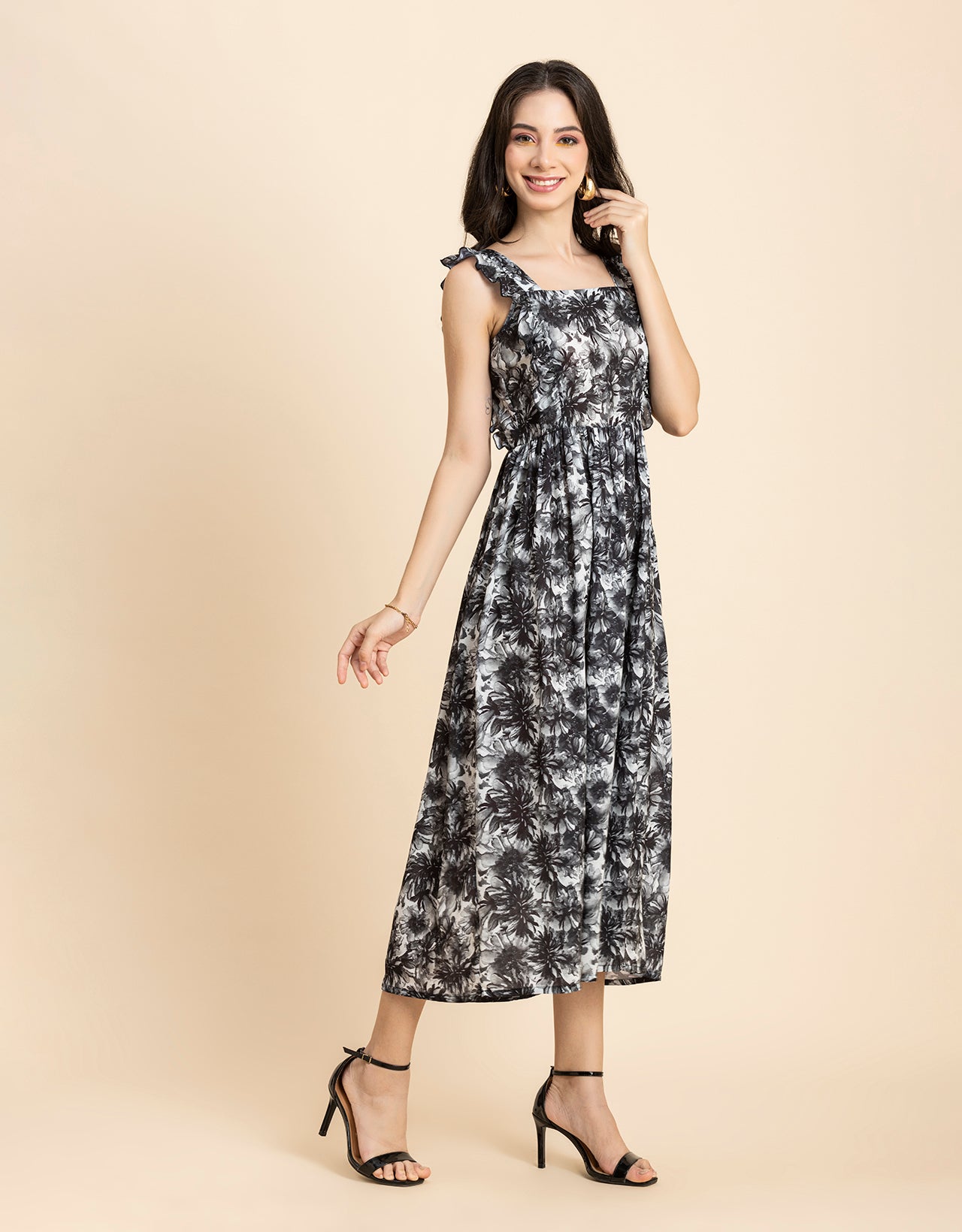 Printed A-Line Long Dress