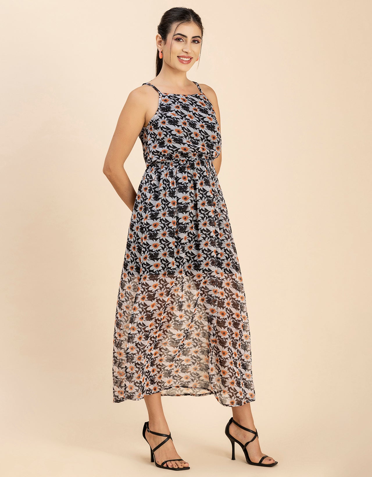 Strappy Midi Elastic Dress