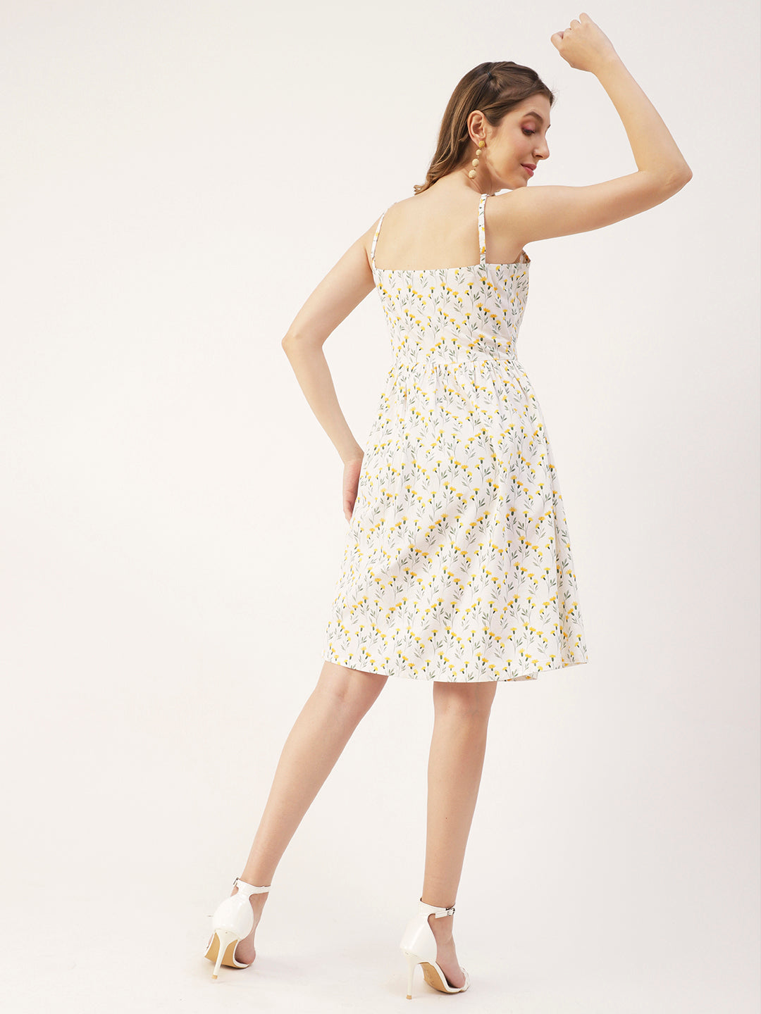 Sleeveless Cotton Dress, Buttoned