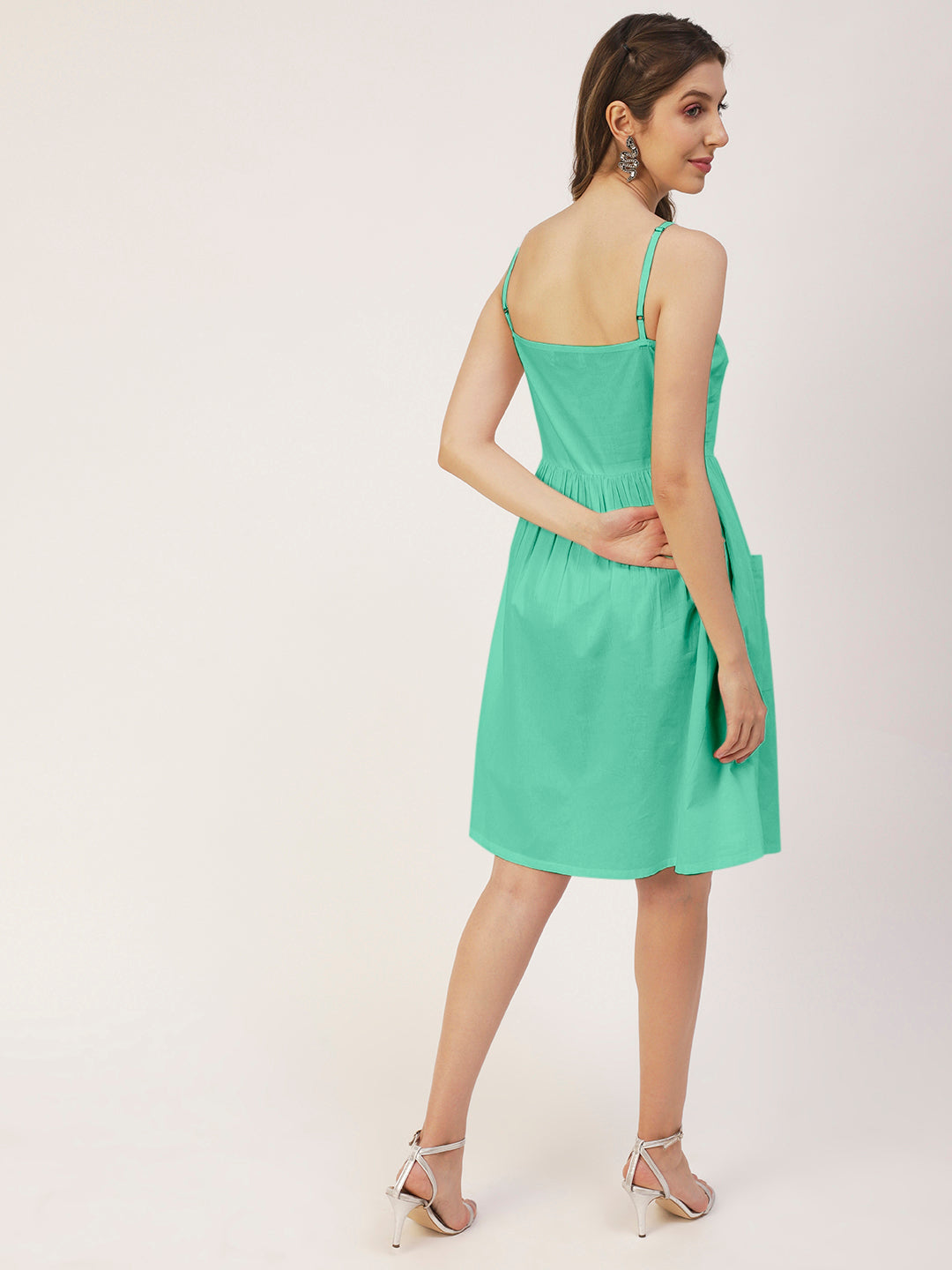 Sleeveless Cotton Dress, Buttoned