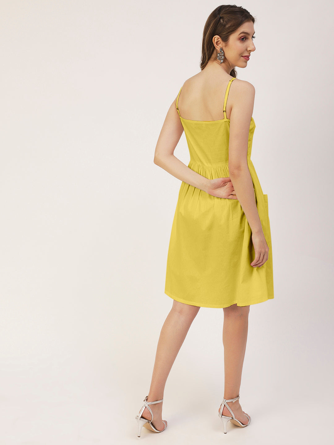 Sleeveless Cotton Dress, Buttoned