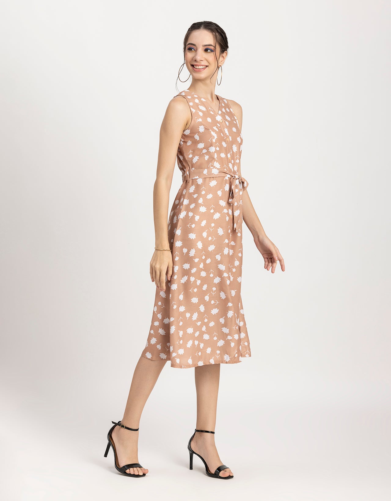 Printed Button Down Midi